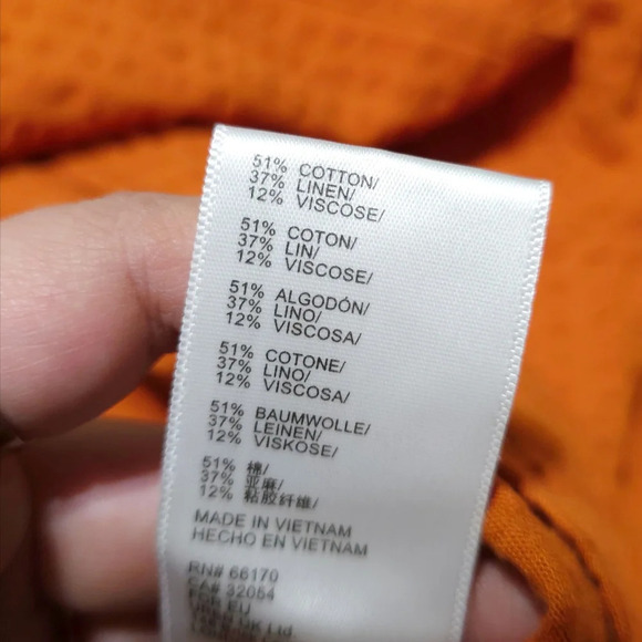 URBAN OUTFITTERS Orange Seersucker Wrap Mini Skirt, Linen Blend, Pleated Back, S - Picture 10 of 15